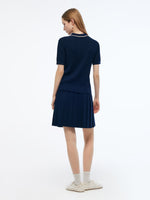 Lyocell Blend Polo Knit Top And Pleated Skirt Two-Piece Set GOELIA