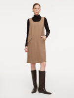 Washable Wool Cashmere Blend Sleeveless Dress And Velvet Knit Top Two-Piece Set GOELIA