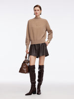 100% Wool Stitch Trim Women Sweater GOELIA