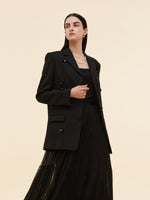 100% Worsted Wool Beaded Women Blazer GOELIA