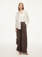 Tencel Acetate Linen Blend Women Sheer Oversized Shirt & Camisole Two-Piece Set GOELIA