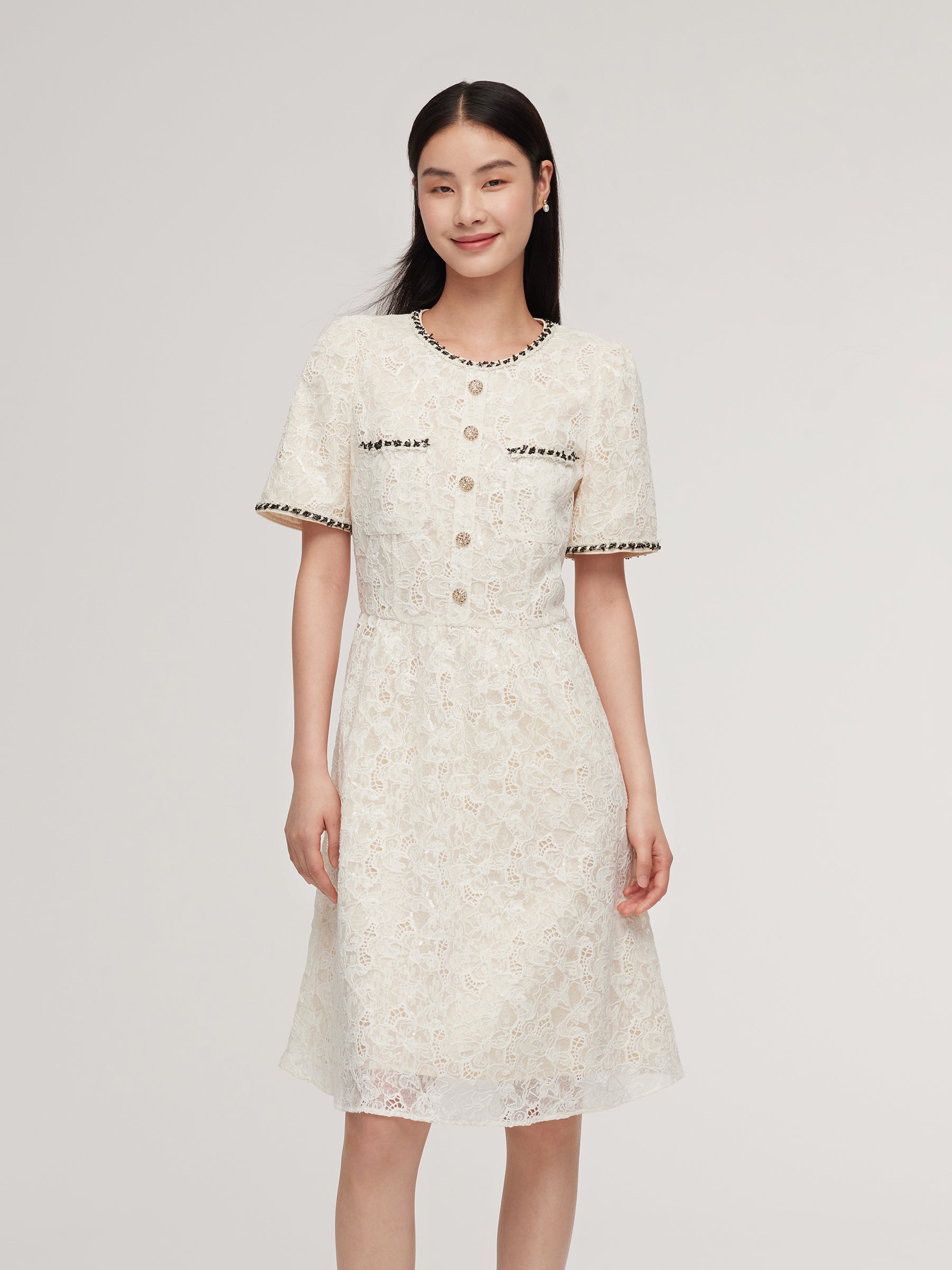 Lace Embroidered Women Mini Dress GOELIA