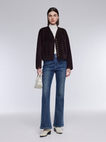 [Preview] 100% Shearling Wool V-Neck Women Coat GOELIA