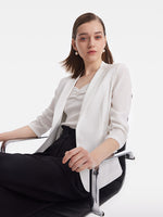 Triacetate Gathered Waist Ruched Sleeves Women Blazer GOELIA