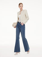 Wool Blend Tweed Frayed Hem Women Jacket GOELIA