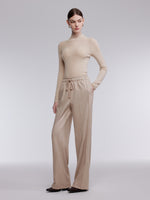 [Preview] Drawstring Waist Straight Leg Women Knit Pants GOELIA