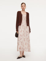 10MM Mulberry Silk Paisley Print Women Strap Maxi Dress GOELIA