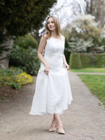 100% Ramie Lace A-Line Women Sleeveless Maxi Dress GOELIA