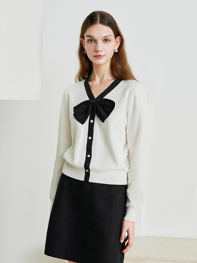 Jumper And Skirt Two-Piece Suit With Bow GOELIA
