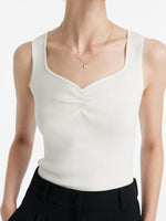 Acetate Knitted Ruched Women Vest GOELIA