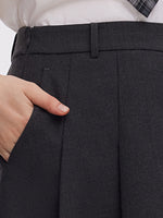 Worsted Wool Blend Pleated A-Line Women Culotte Skirt GOELIA