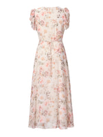 10MM Mulberry Silk Floral Print Women V-Neck Maxi Dress GOELIA