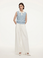 Contrast Collar Women Knit Polo Tank Top GOELIA