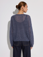Cashmere Mulberry Silk Blend Boat Neck Women Knit Top GOELIA
