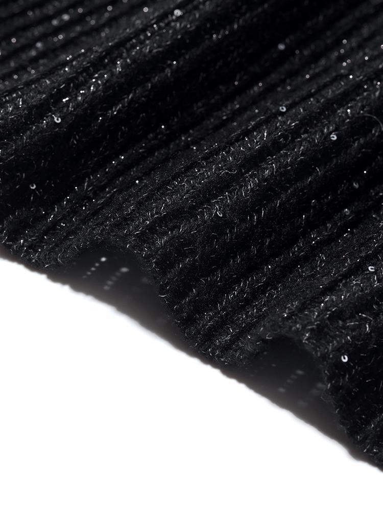 Black Sequins Wool Cardigan GOELIA