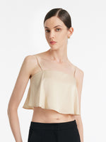 Acetate Ruffle Women Crop Camisole With Bra Pads GOELIA
