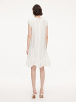 Lyocell Acetate Linen Blend Ruffle Hem Women Mini Dress With Crossbody Bag GOELIA