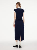 Tencel Blend Mock Layered Knit Top And Skirt Two-Piece Set GOELIA