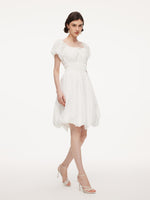 Quick-Dry UV Protection Square Neck Women Bubble Hem Mini Dress With Scrunchie GOELIA