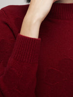 Wool Jacquard Mock Neck Women Sweater GOELIA