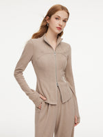 [Preview] Double-Brushed Stretch Zip Jacket And Pants Two-Piece Set GOELIA