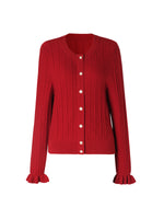 Tencel Wool Blend Ruffle Cuff Women Cardigan GOELIA