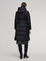 Windproof Hooded Goose Down Coat With Belt GOELIA