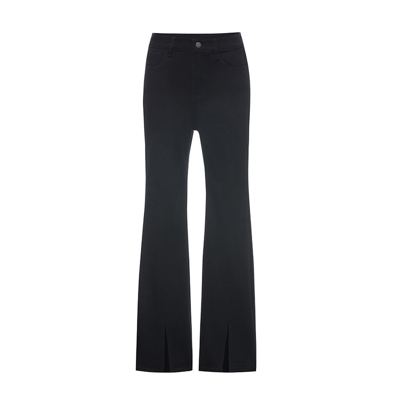 Black Split Hem Flare Jeans – GOELIA