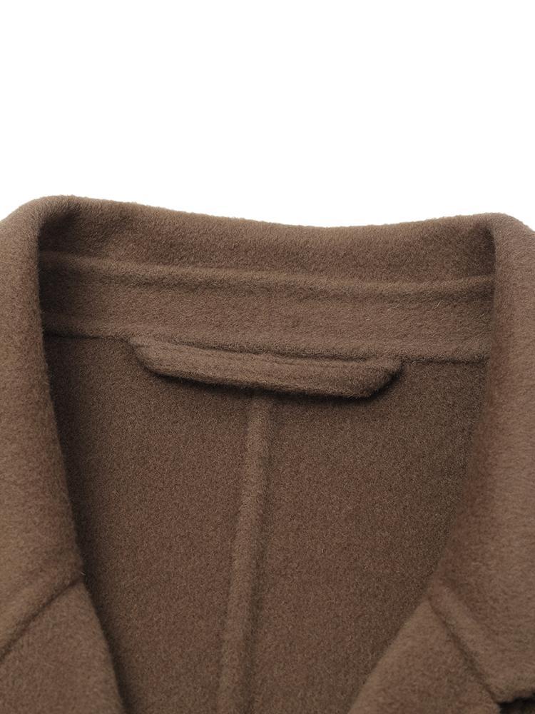 Coffee Tencel Wool Double-Faced Coat GOELIA