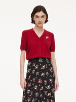 [Preview] Tencel Blend Floral Embroidered Women Knit Top GOELIA