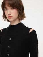 Lyocell Wool Blend Off Shoulder Knit Top And Sleeveless Tiered Dress Two-Piece Set GOELIA