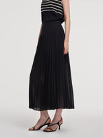 Adjustable Waist Side Slit Women Pleated Skirt GOELIA