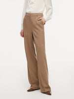Washable Wool Cashmere Blend Straight Leg Women Pants GOELIA