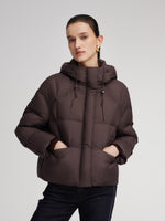 Lightweight Drawstring Hem Hooded Goose Down Jacket GOELIA