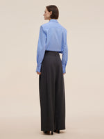 Wool Blend Women High Waisted Wide Leg Pants GOELIA