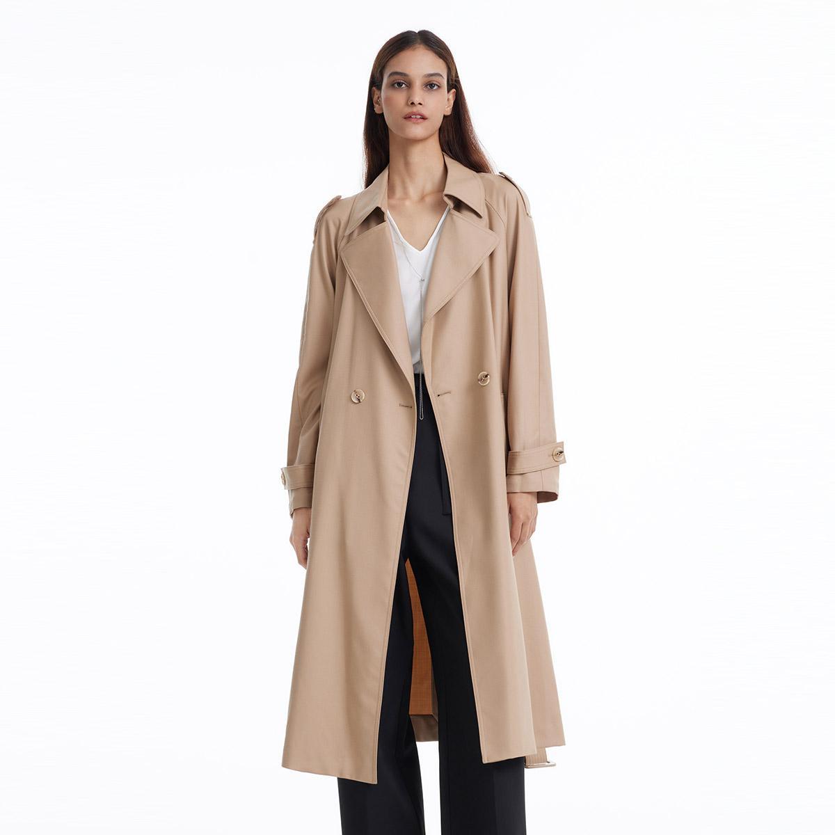 Worsted Woolen Double-Breasted Trench Coat GOELIA