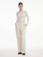 [Preview] Straight Leg Drawstring Waist Women Knit Pants GOELIA