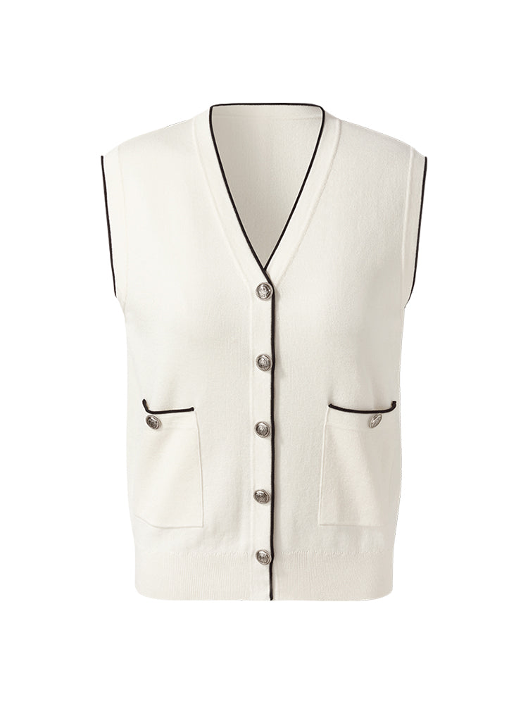 Contrast Trim Women Knit Vest GOELIA