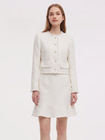 [Preview] Tweed Cropped Jacket And Sleeveless Dress Two-Piece Set GOELIA