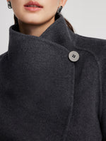 100% Wool Windproof Convertible Collar Women Wrap Overcoat GOELIA