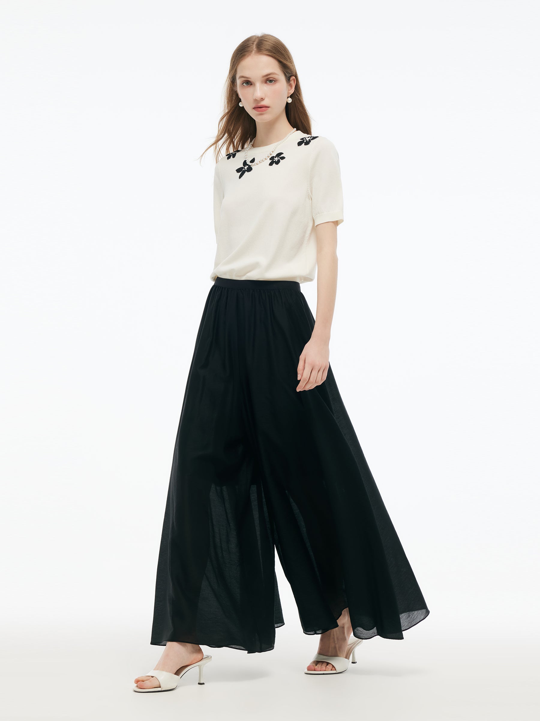 Tencel Blend Elastic Waist Women Culottes GOELIA