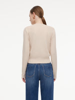 Tencel Wool Blend Beaded Neck Women Cut-Out Wrap Knit Top GOELIA