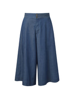 Denim High Waisted Women Wide Leg Cropped Culottes GOELIA