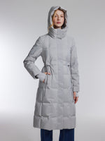 [Preview] Drawstring Waist Hooded Goose Down Overcoat GOELIA