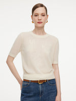 100% Cashmere Sequins Women Knit Top GOELIA