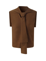 Tencel Blend Knit Vest And Shawl Two-Piece Set GOELIA