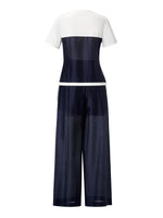 Tencel Blend Patchwork Top And Pants Two-Piece Set GOELIA