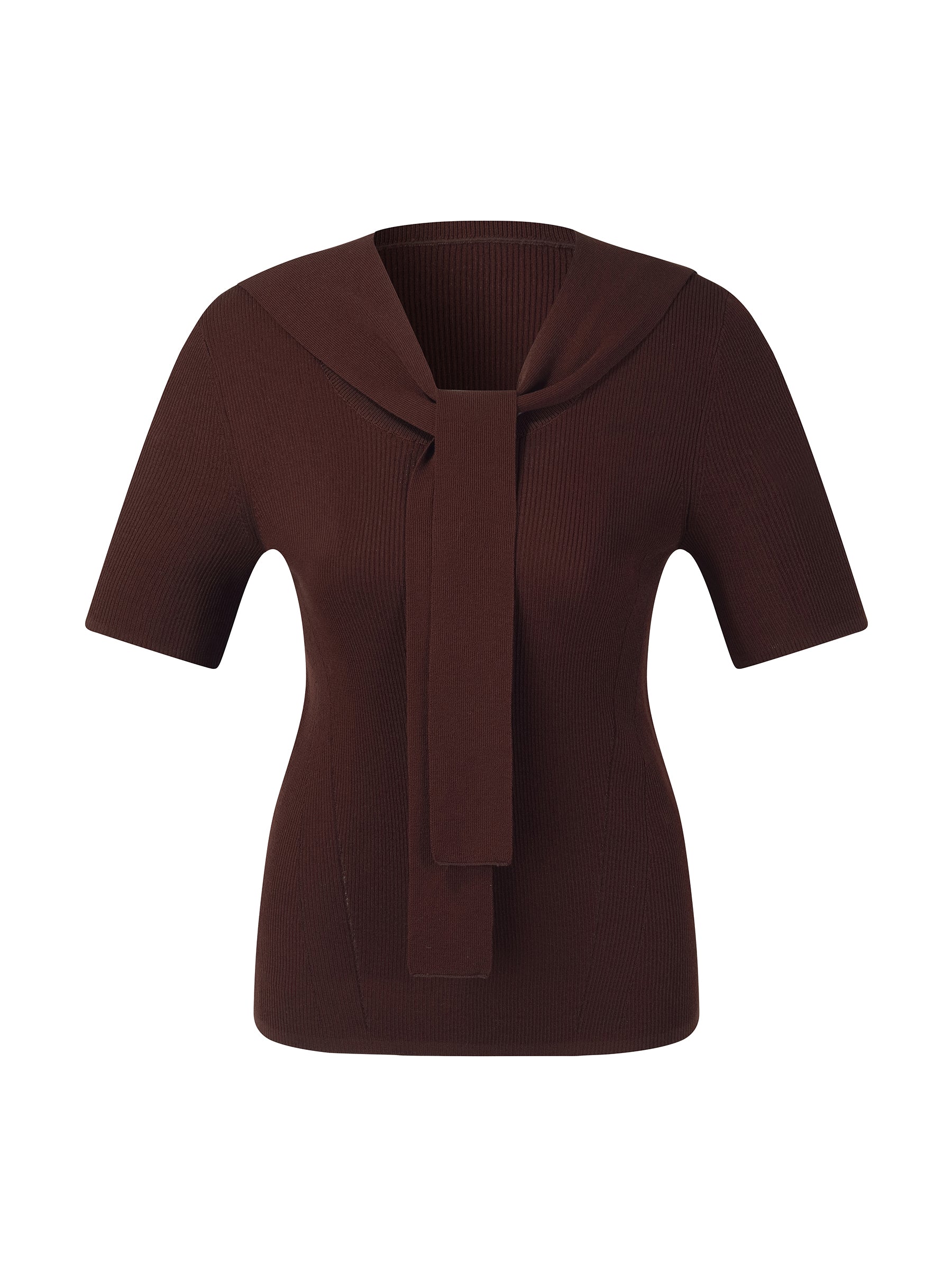 [Preview] Lyocell Blend Round Neck Women Knit Top With Detachable Sailor Collar GOELIA
