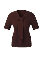 [Preview] Lyocell Blend Round Neck Women Knit Top With Detachable Sailor Collar GOELIA