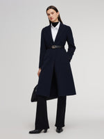 100% Wool Double-Faced Gathered Waist Women Overcoat GOELIA